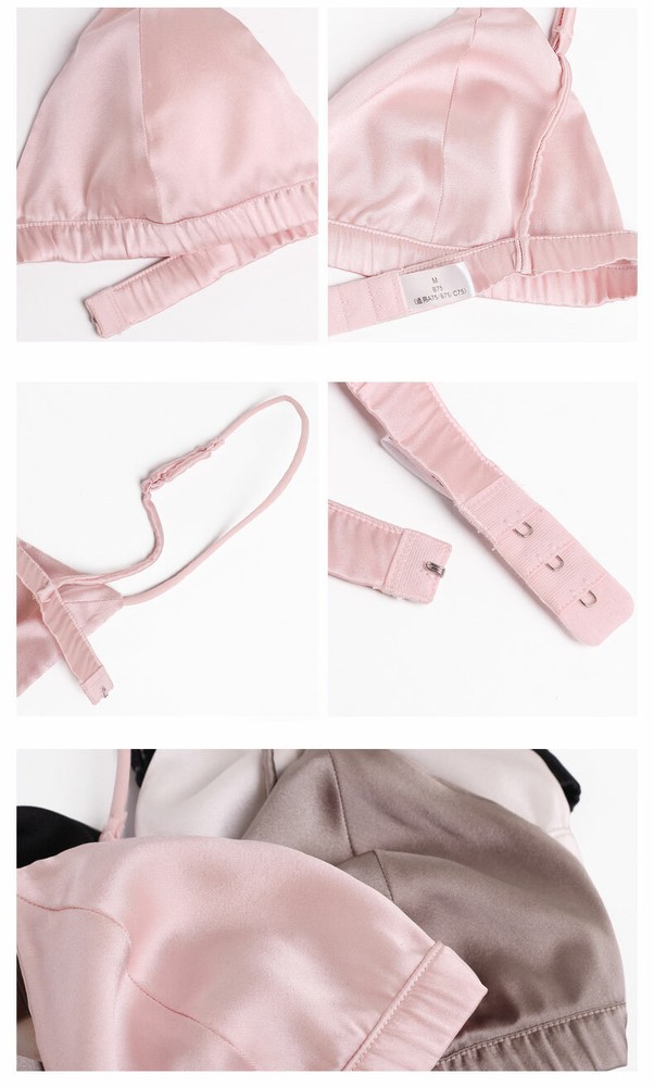 Natural Plain Silk Wire Free Triangle Bra Sexy and Comfortable