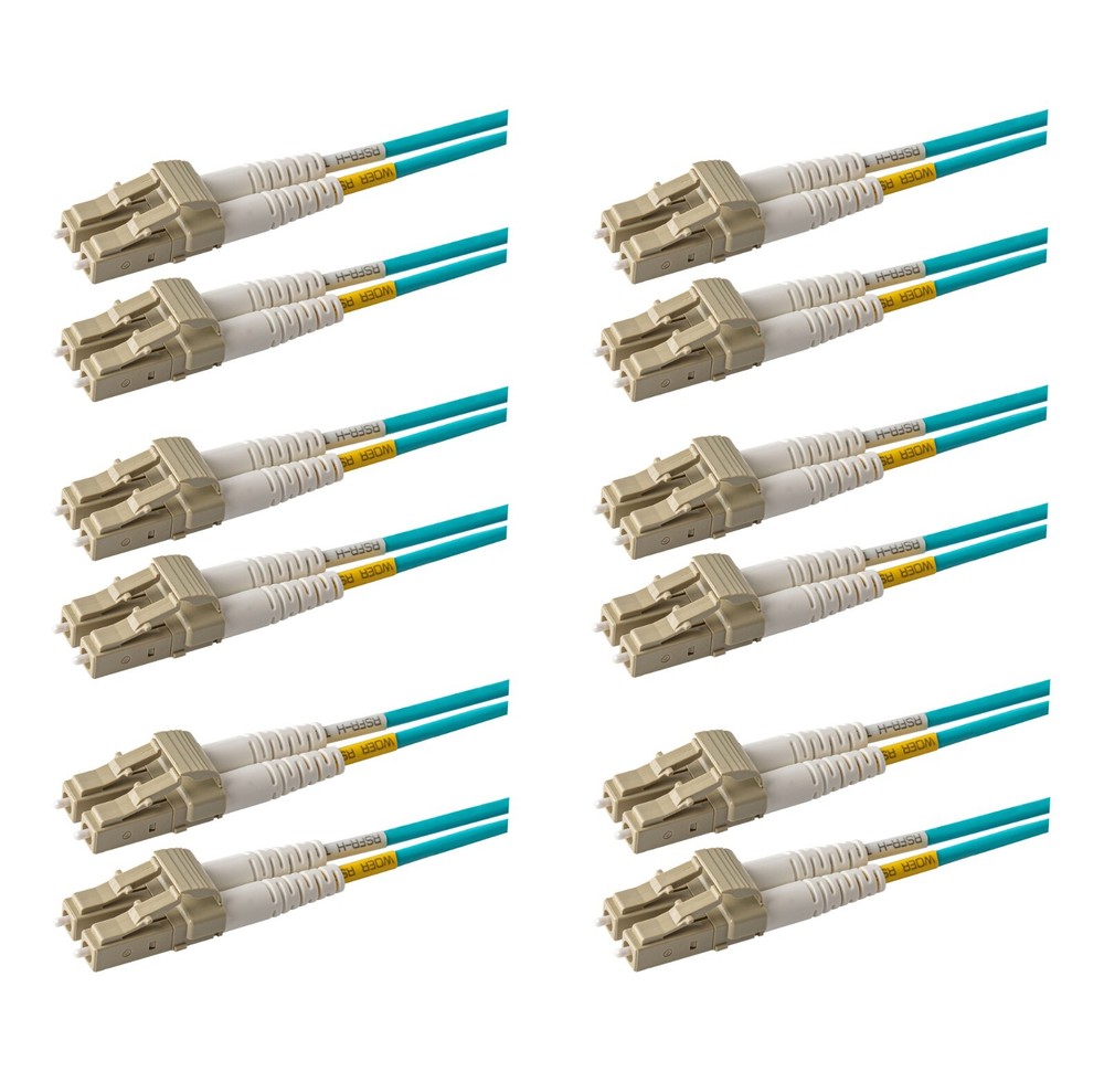 6-Pack 1 Meter OM4 LC to LC Duplex Multimode Fiber Patch Cable | Fast Shipping