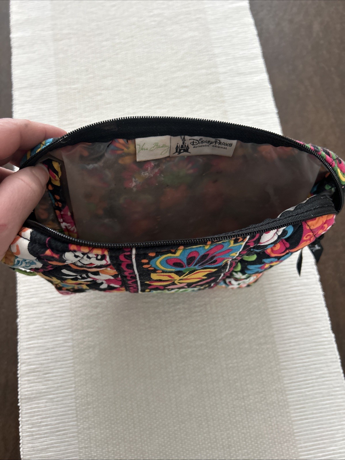 Disney Parks Vera Bradley Midnight W/Mickey Set Of 3 Makeup Bag/wallet/ID RARE