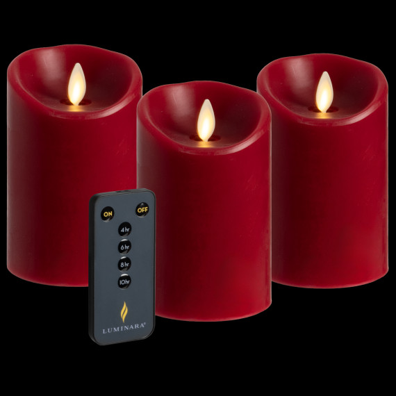 Luminara 3-Piece Flameless 4.5" Pillar Candle Set with Remote