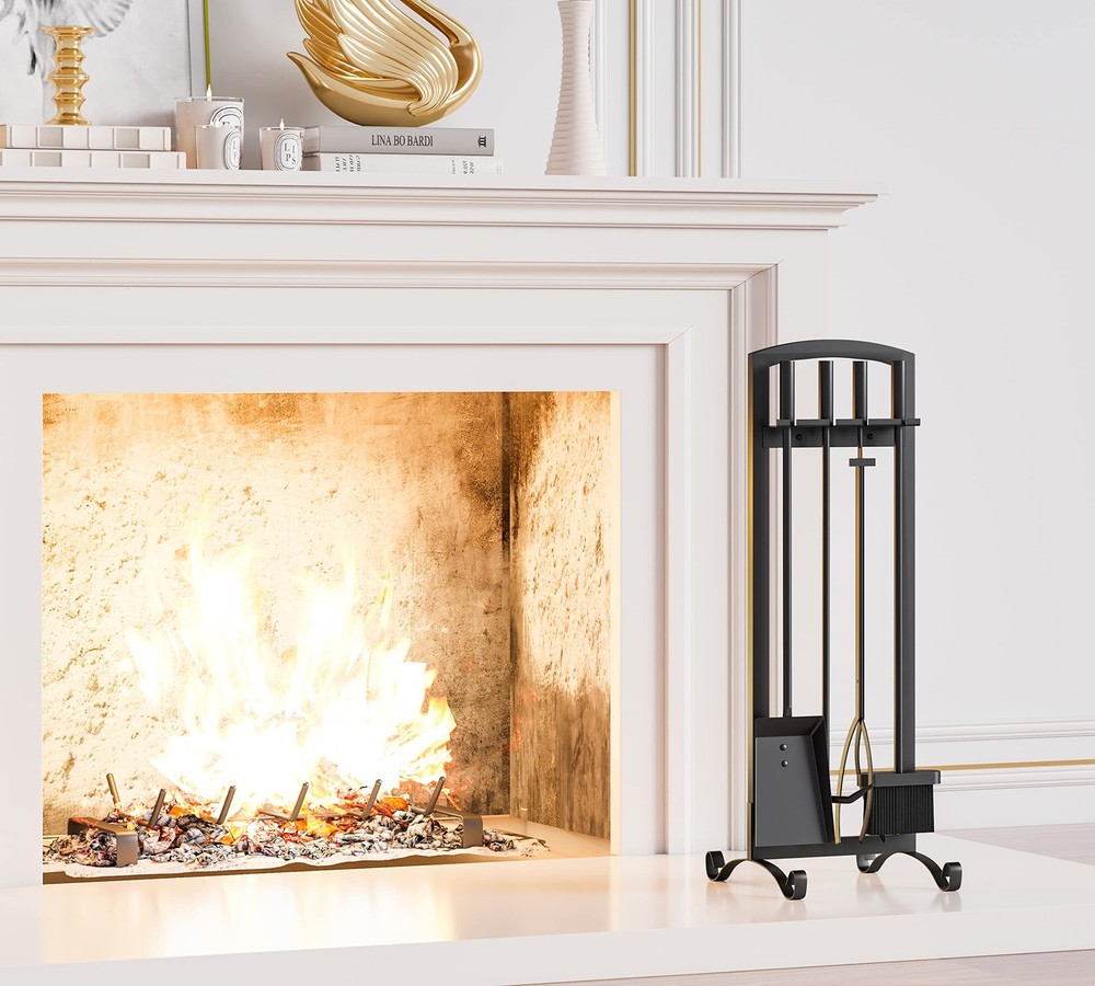 5 Pcs Fireplace Tools Set Handcrafted Holder Outdoor Fire Pit Sets Indoor