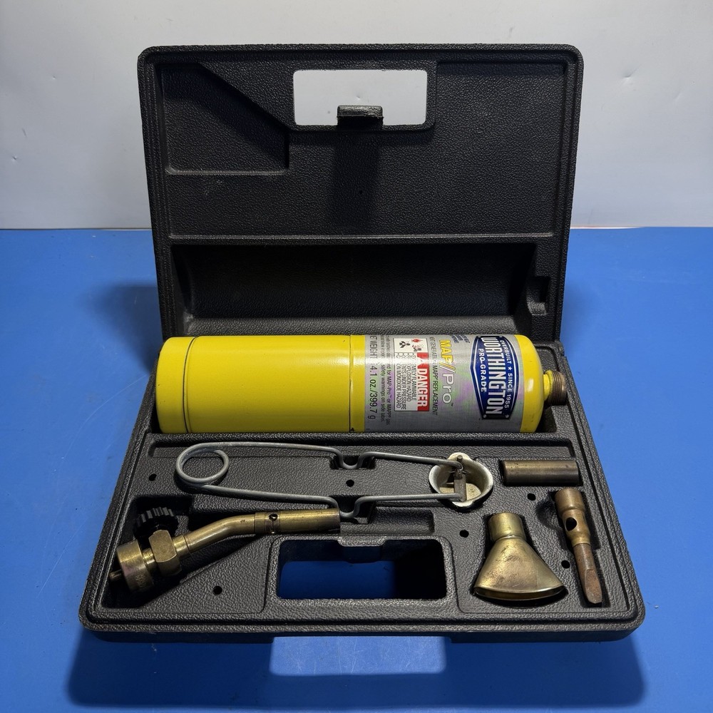 Vintage BernzOMatic Propane Torch Kit w Case & 7 Tips Attachments Untested