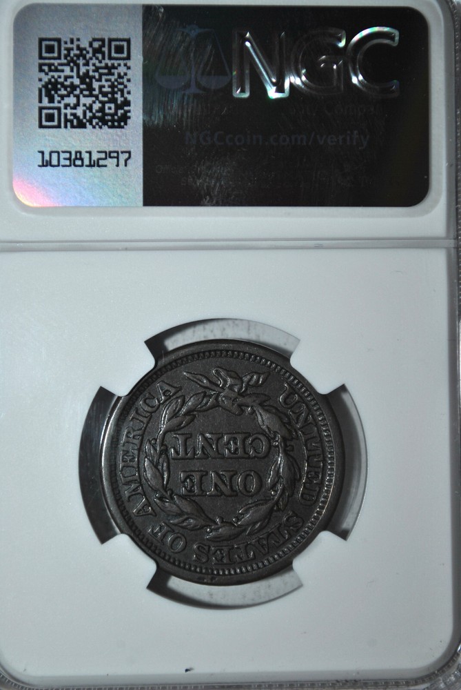 1845 Large Cent NGC AU Details