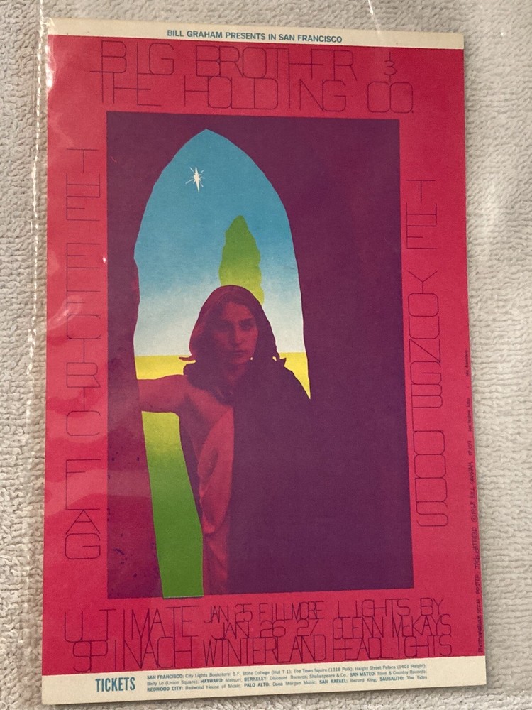 The Fillmore West Postcard BIG BROTHER & THE HOLDING COMPANY / JANIS JOPLIN 1968