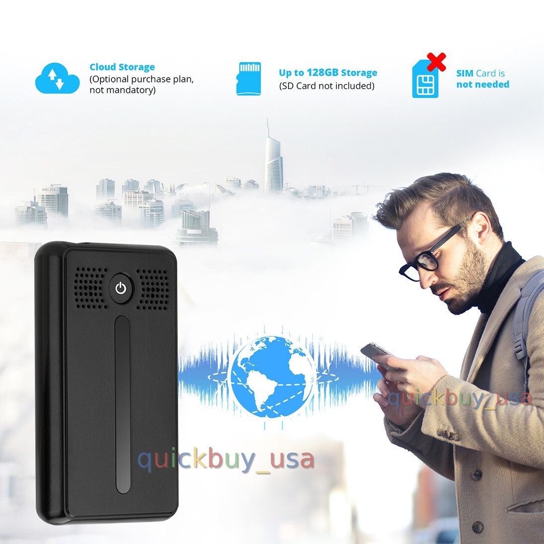 WiFi Voice Recorder Wireless Audio Recording Real Time Wifi Voice Recorder TC30