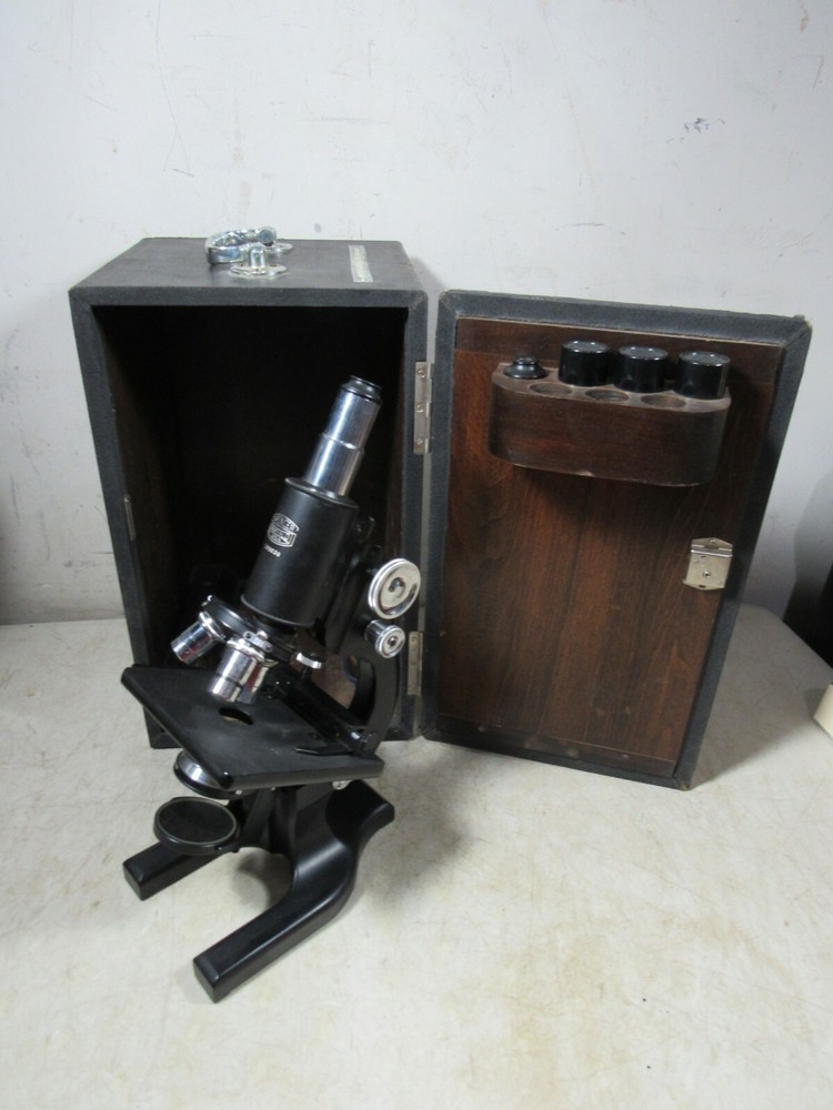 Large Vintage/Antique Spencer Buffalo USA Microscope W/Case