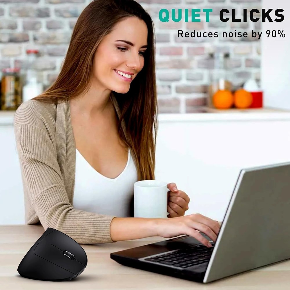 Bluetooth and 2.4G 2-in-1 Rechargeable Wireless Mouse, Ergonomic Vertical Des...