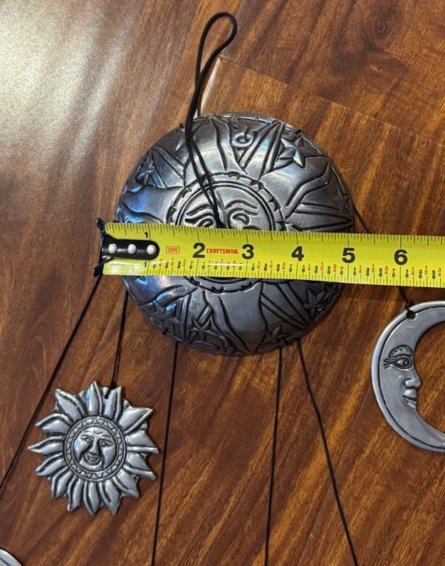Pewter Metal Wind Chimes Celestial Sun&Moon 2000s Pier 1 Imports