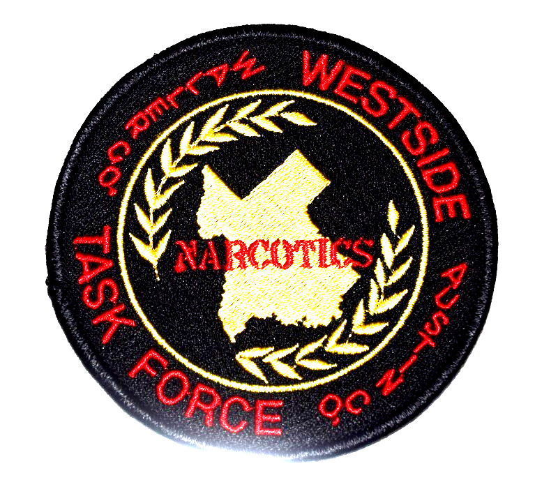 WESTSIDE – NARCOTICS TASK FORCE - TEXAS Police Patch STATE SHAPE OUTLINE 3.5” 2M
