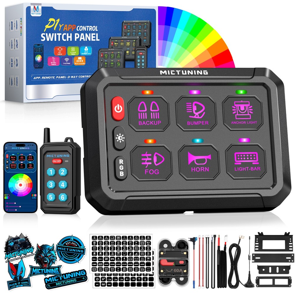 APP+Remote Wireless Switch Panel - LED Light Bar Circuit Relay System Marine Box