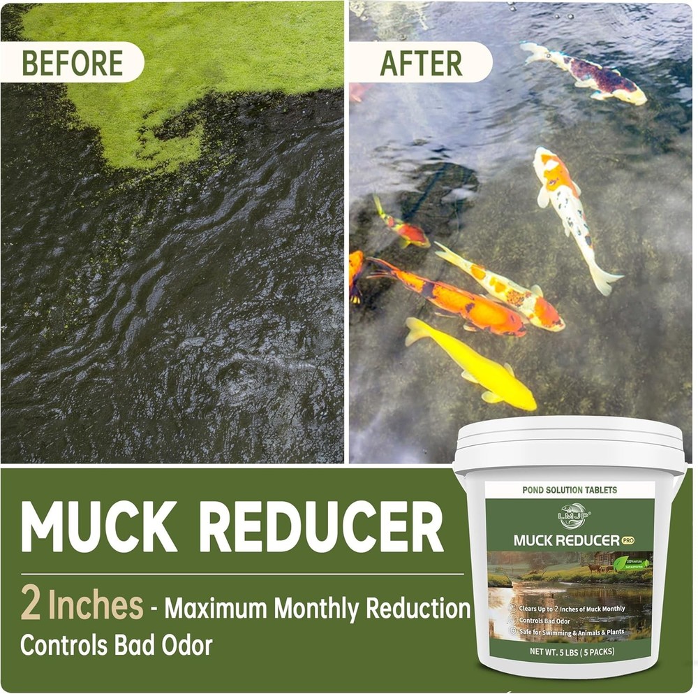 Muck Reducer - 5LB Natural Sludge Solution Tablets for Ponds & Lakes, Away Muck