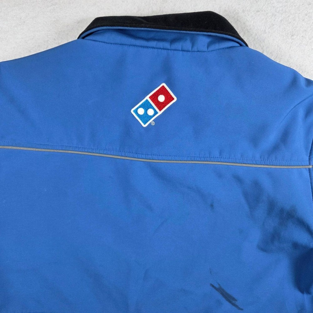 Domino's Pizza Rain Jacket Medium Blue Black Softshell Water Resistant Work Gear