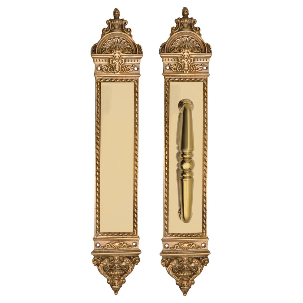"Solid Brass Ornate Door Pull & Push Plate Set – Victorian Style Plate and Pulls