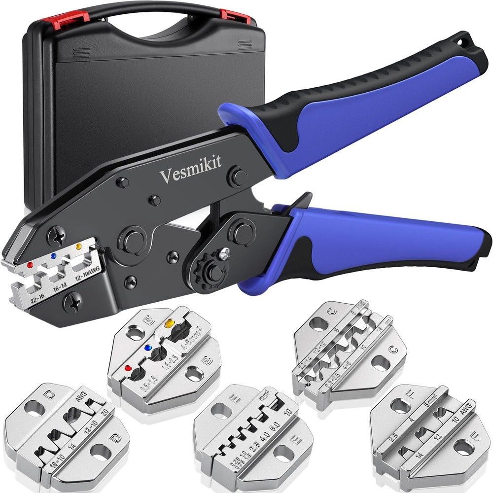 Crimping Tool Set 6PCS - Ratchet Wire for Heat...