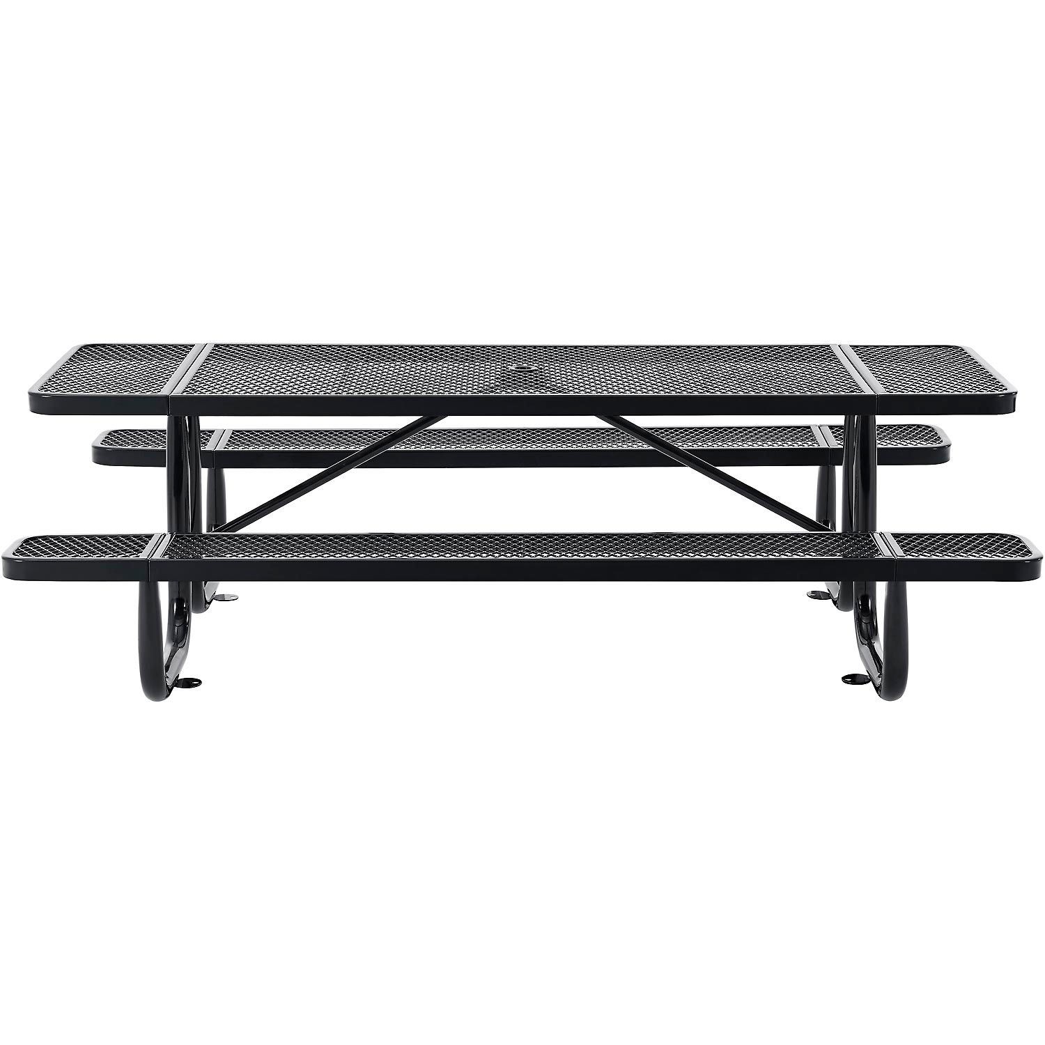 Global Industrial 8' LRectangular Picnic Table Expanded Metal Black