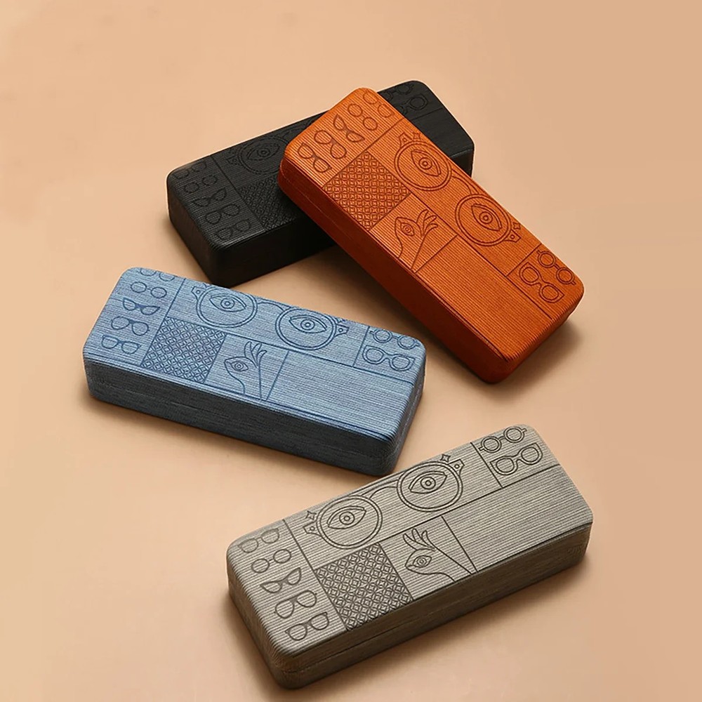 1pc Geometric Pattern Glasses Case Portable Stylish Square Eyewear Holder with E
