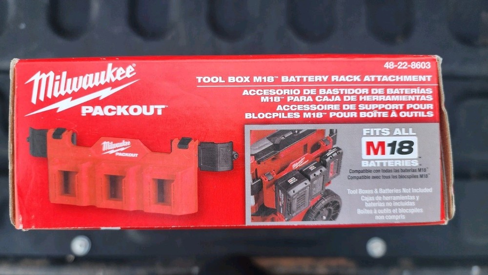Milwaukee Tool 48-22-8603 Packout Tool Box M18 Battery Rack Attachment