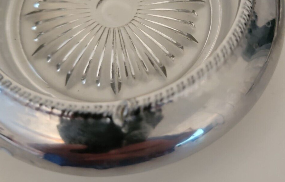 Set of 4 Vintage Crystal and Silver Coasters