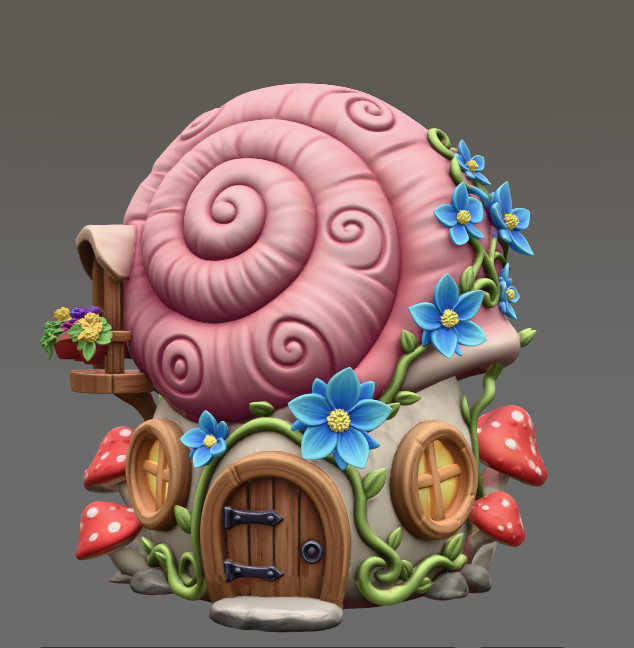 Enchanted Snail Shell Cottage STL File 3D Printable