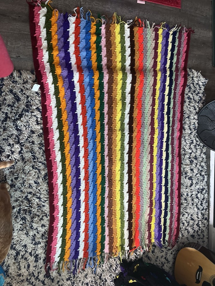 Beautiful Hand Crochet. Afghan Throw Blanket Multi Color Unique Pattern