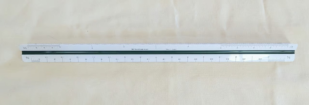Telodyne Post 38CT-580 triangular architects scale ruler with case