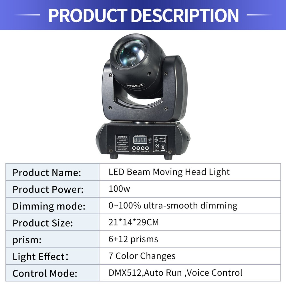 LED 100W Beam Moving Head Light Mini Sharpy DMX DJ Stage Light