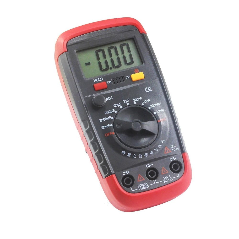 Digital Capacitance Meter 1999 Count Capacitor Tester 0.1pF - 20000uF red