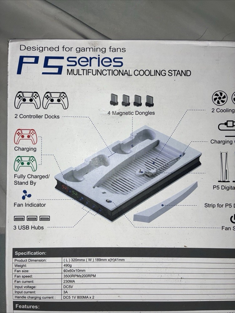 PS5 Digital/disc Cooling Station PS5 Controller Charging Station