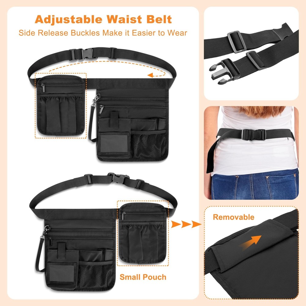 Waitress Server Apron with Extra Removable Pouch, Server Waist Pouch with Adj...