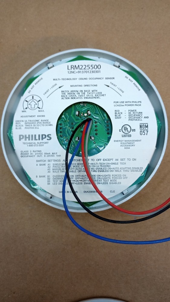 PHILIPS LRM225500 LV Ceiling OCCUPANCY SENSOR 2000sq Ft 9137 012 30301