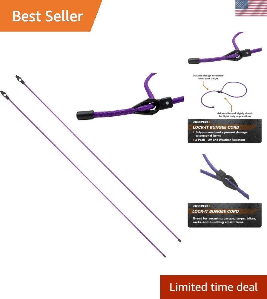48-Inch Lock-It Bungee Cords - Adjustable & Elastic for Versatile Use