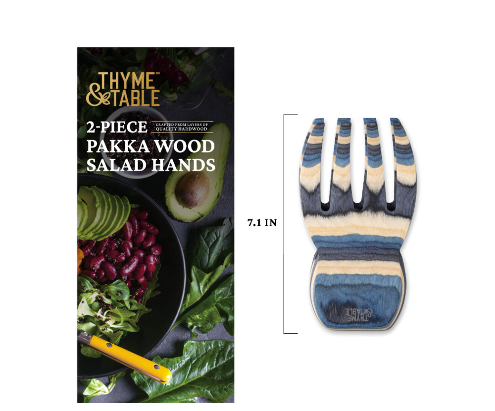 Thyme & Table Blue Wood Salad Hand Set