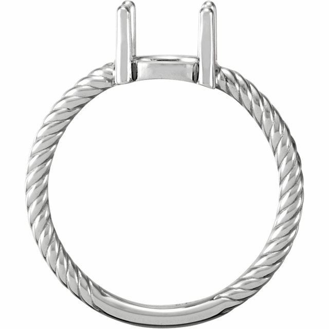 Sterling Silver Round Cabochon Cut Solitaire Ring Setting - Rope Style Ring Moun