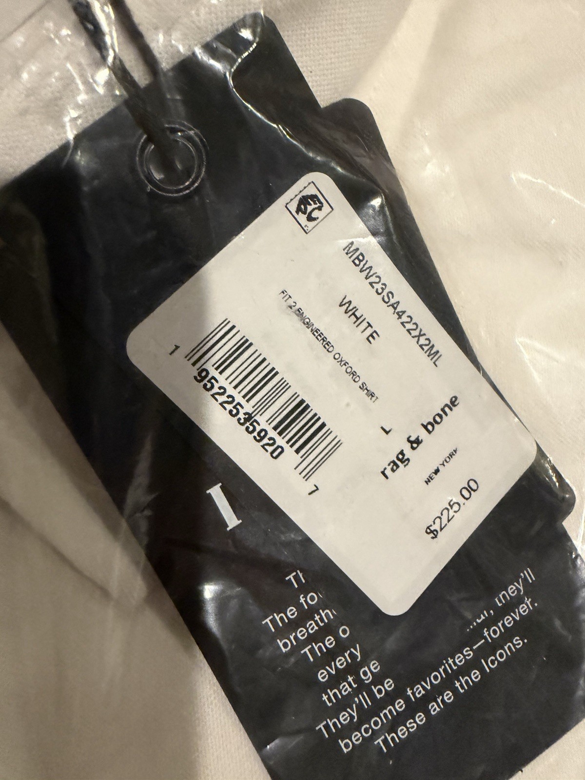 Rag & Bone Fit 2 Slim Fit Button-Up Shirt Large New with Tags