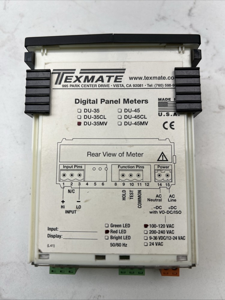 TEXMATE panel Meter DU-35MV Used