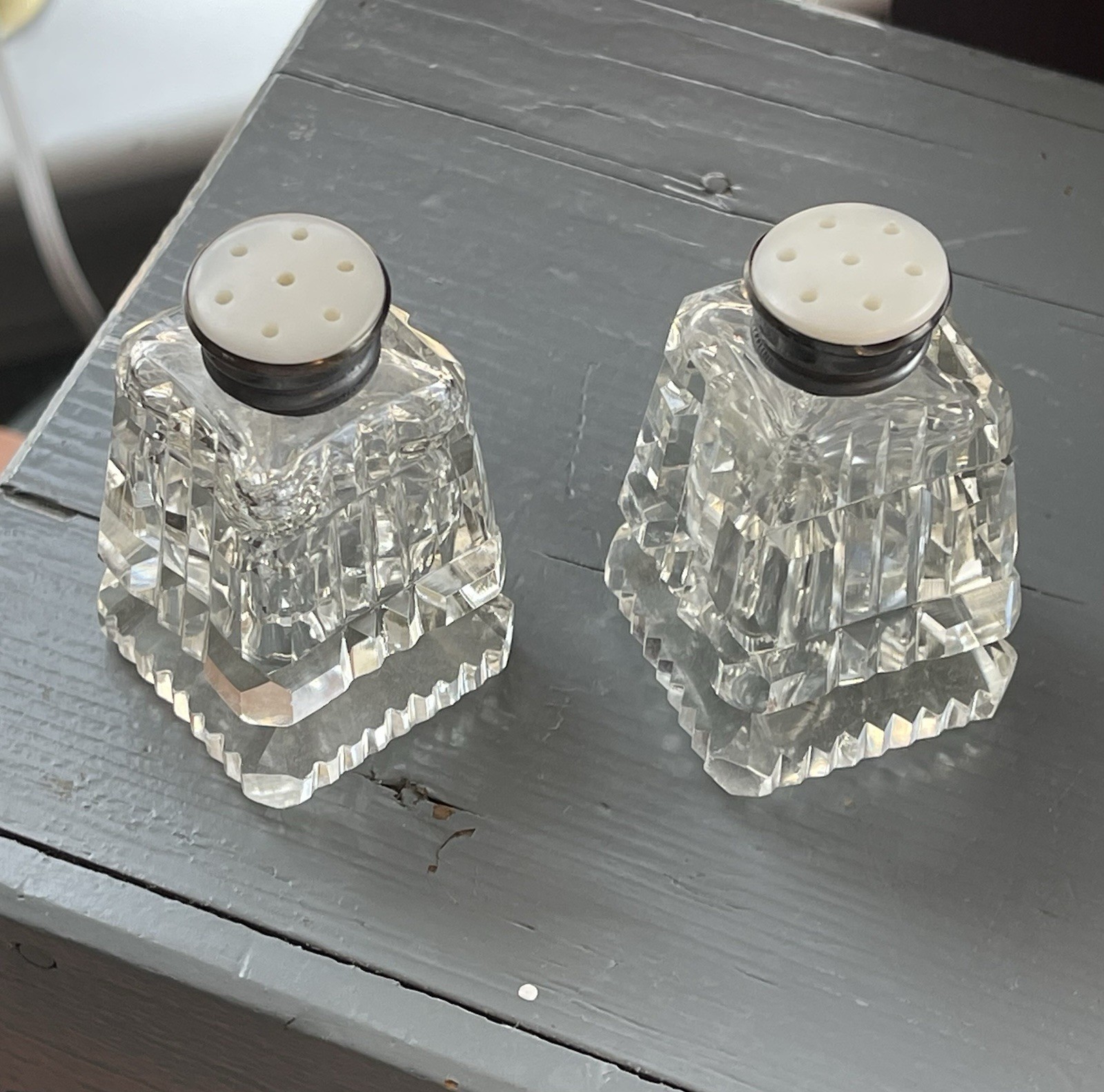 Lot of 5 Vintage/Antique Crystal Etched Condiment Shakers & Cruets Birks & Co...