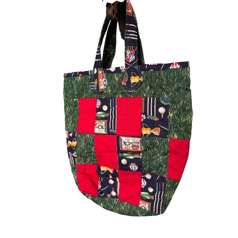 Handmade Quilted "Tee Time" Golf Tote Bag includes Provenance Letter & Patchwork