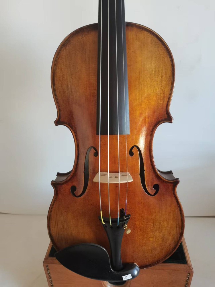 Top Grade 4/4 violin Solid flamed maple back spruce top hand carved 0076
