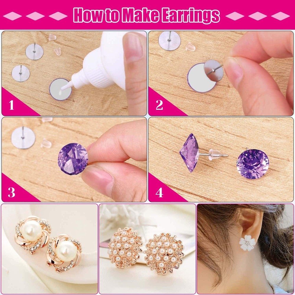 Earring Posts and Backs, Flasoo 700Pcs Stud Earring Making Kit with 300Pcs St...