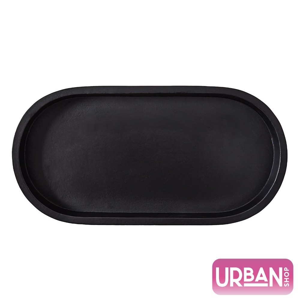 Oval Black Ceramic Serving Tray Dish Platter for Dining Table Decor