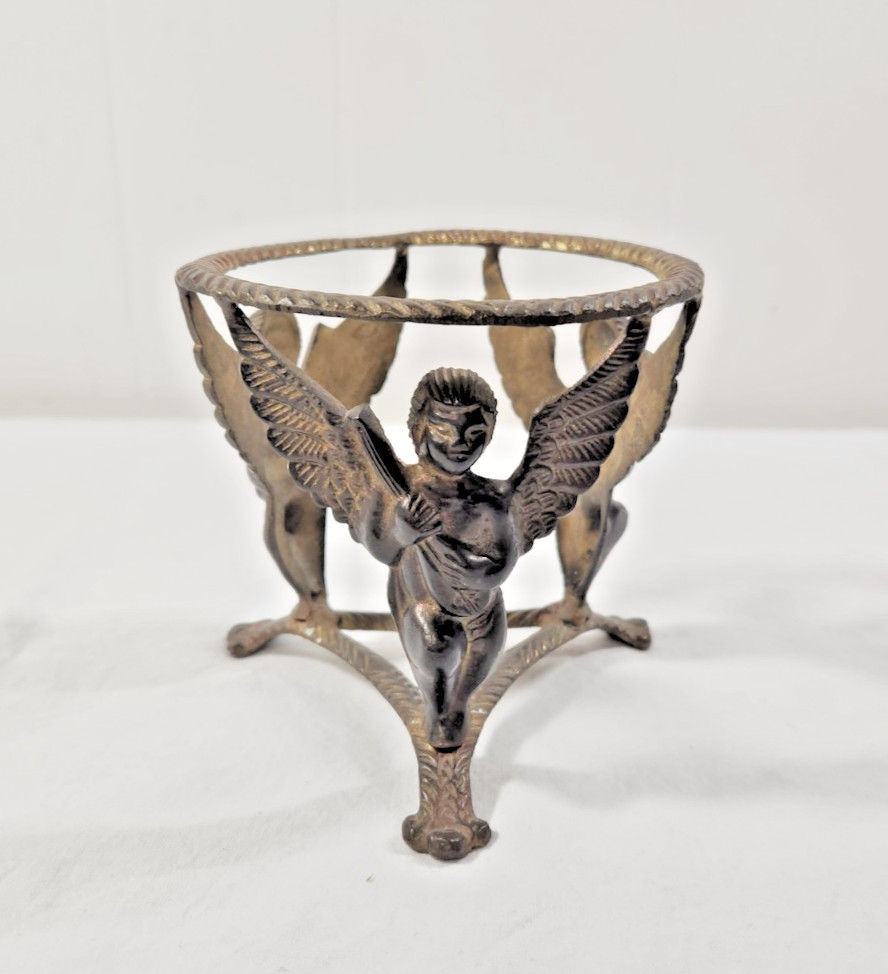 MCM Vintage Brass Plant Stand, Angels, Bowl Caddy, Pot Holder, Orb Cradle