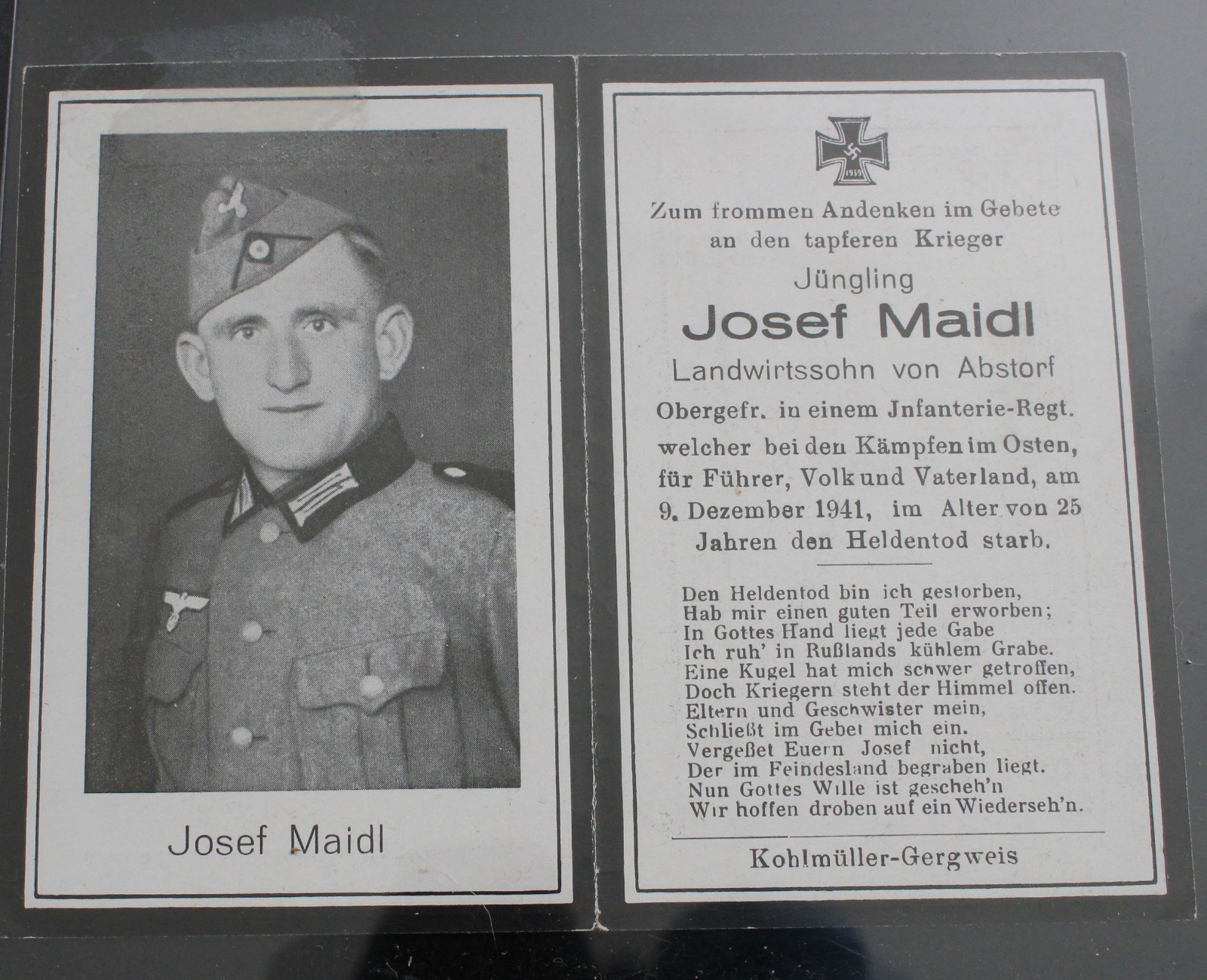 German WWII Double-Sized KIA Military Soldier Death Cards Lot