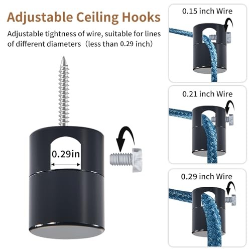 Upgraded Ceiling Hooks, Aluminum Adjustable Ceiling Hooks for 3 Pack Black