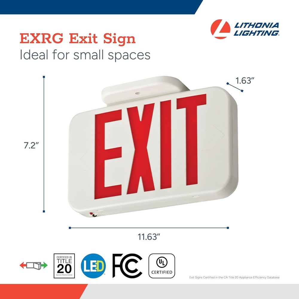 Lithonia Lighting Single-Sided LED Exit Sign, Thermoplastic Construction, Switch