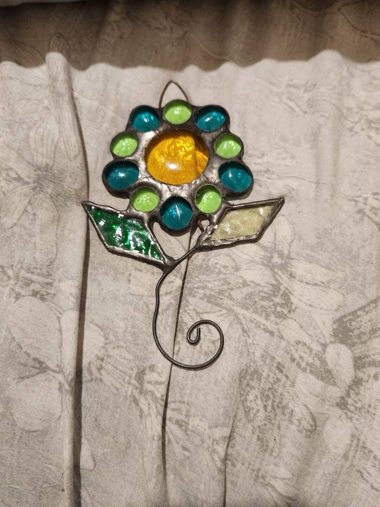 Funky Stained Glass and Wire Flower