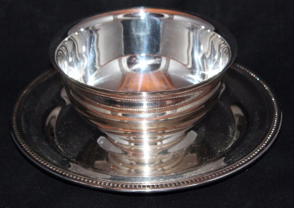 Silverplate Silver Plate Small Chip & Dip Nut  Candy Bowl Tray