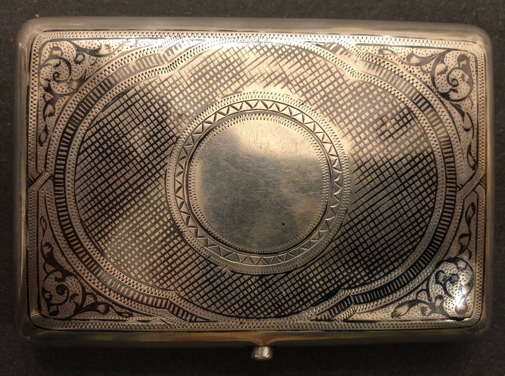Antique Imperial Russian Niello 84 Silver Cigarette Case