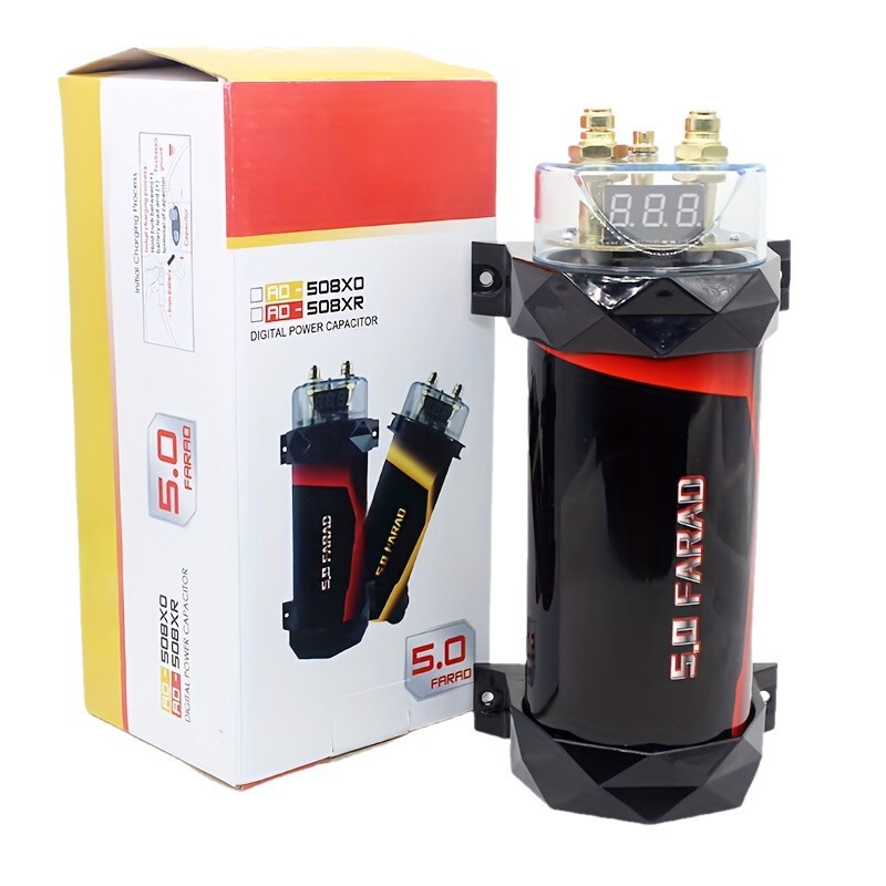 Car Audio Capacitor 5.0 Farad Digital Capacitor - 3000W Peak Protection for Amp