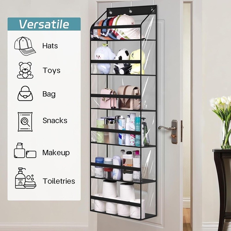 Hat Organizer Rack 72 Baseball Caps Door Storage W/ Hooks Multi-Purpose Display