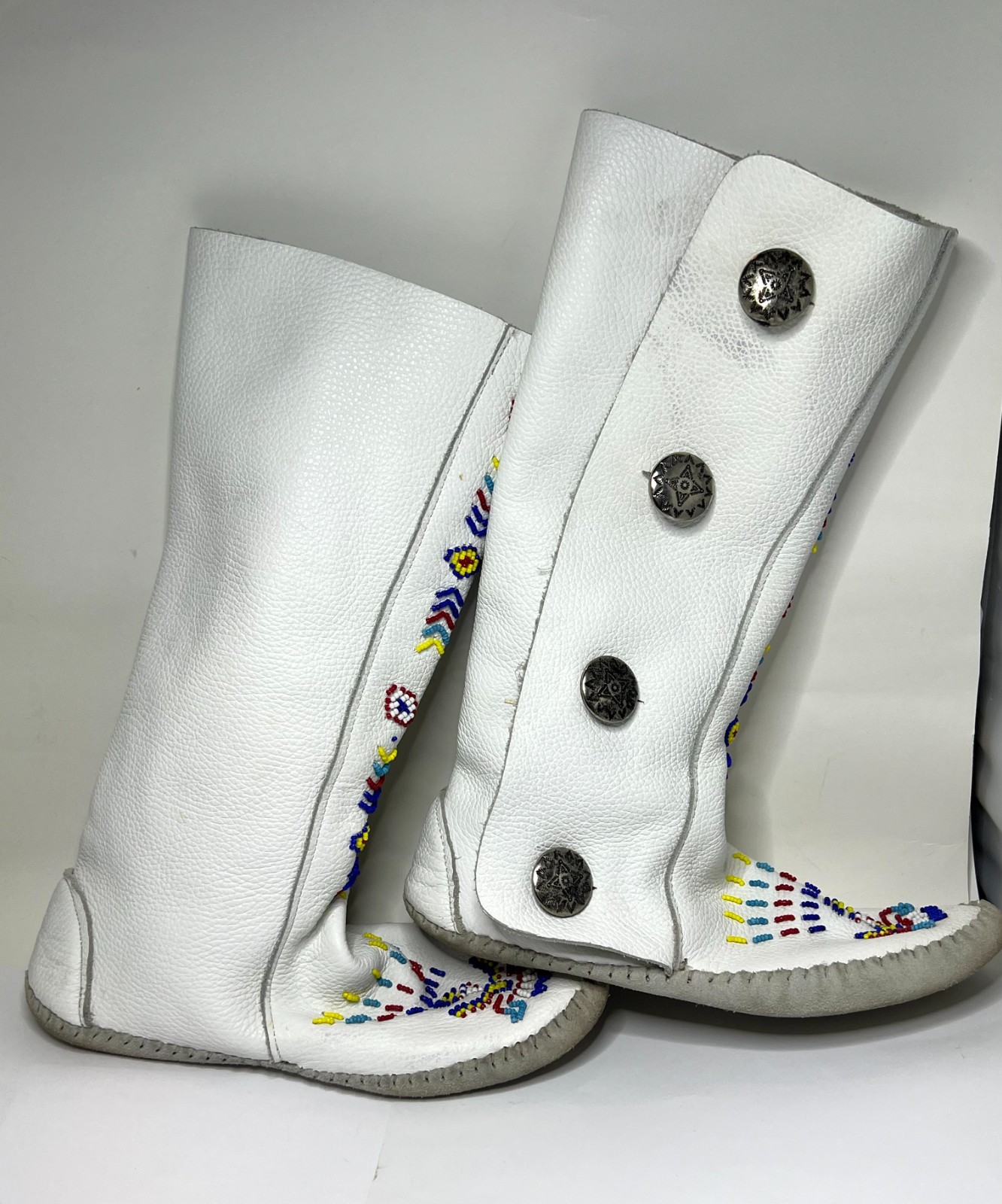 Native American - Vintage Handmade Leather Taos Powwow Moccasin Boots